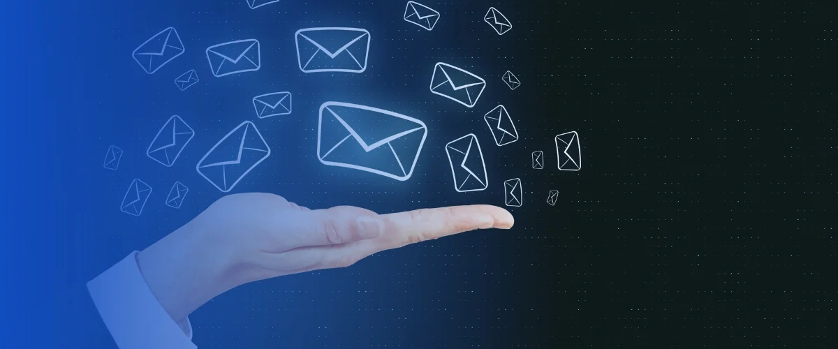 Email spoofing security guide - envelopes floating above a hand representing email authentication